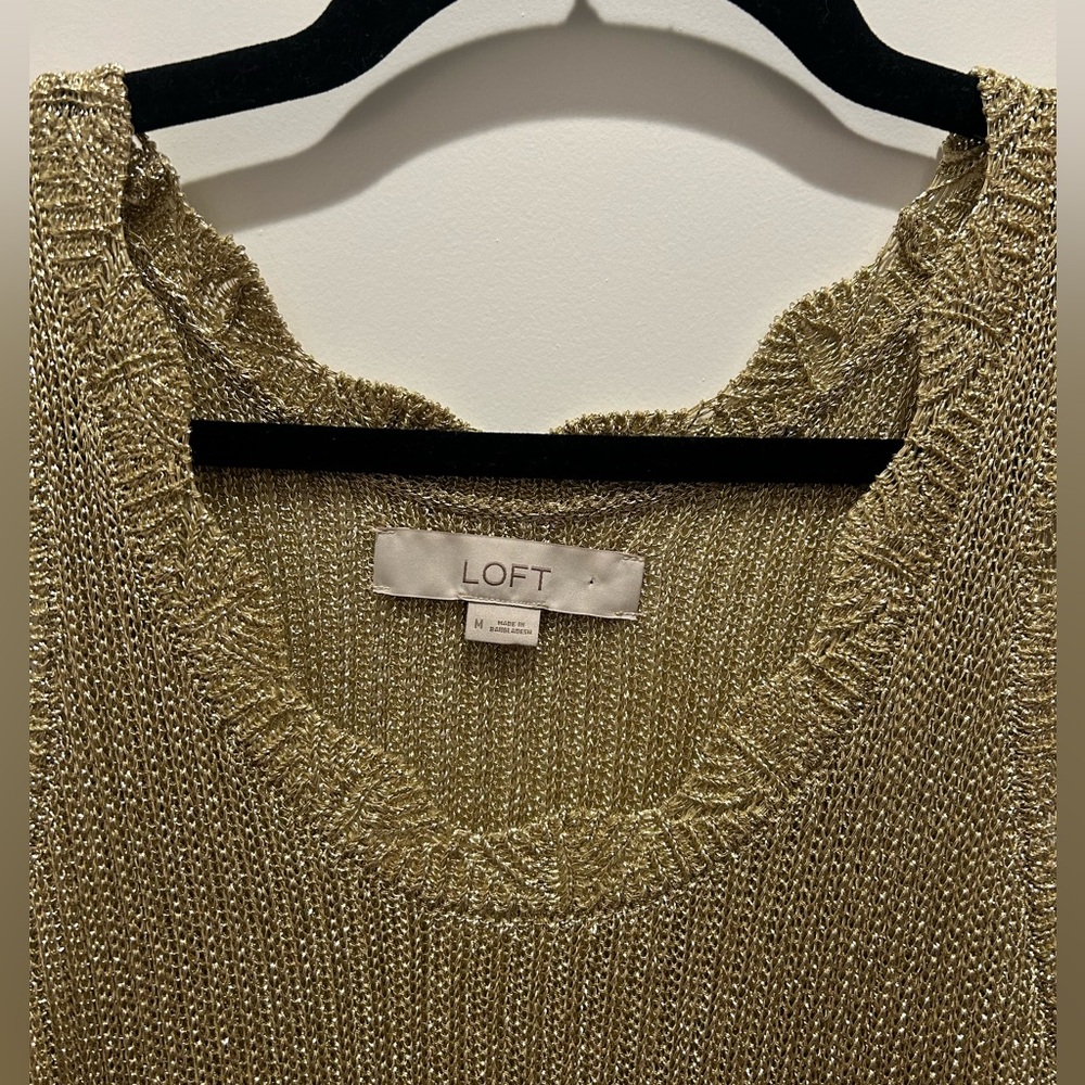 LOFT Shimmer Ribbed Sweater Tank Top Sz Medium - Picture 6 of 8